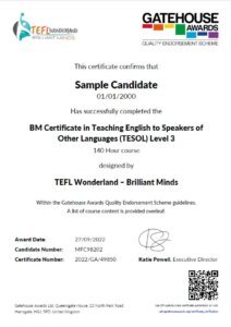 Certificate in Teaching English to Speakers of Other Languages (TESOL ...