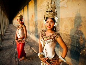 Traditional aspara dancers, Siem Reap, Cambodia.