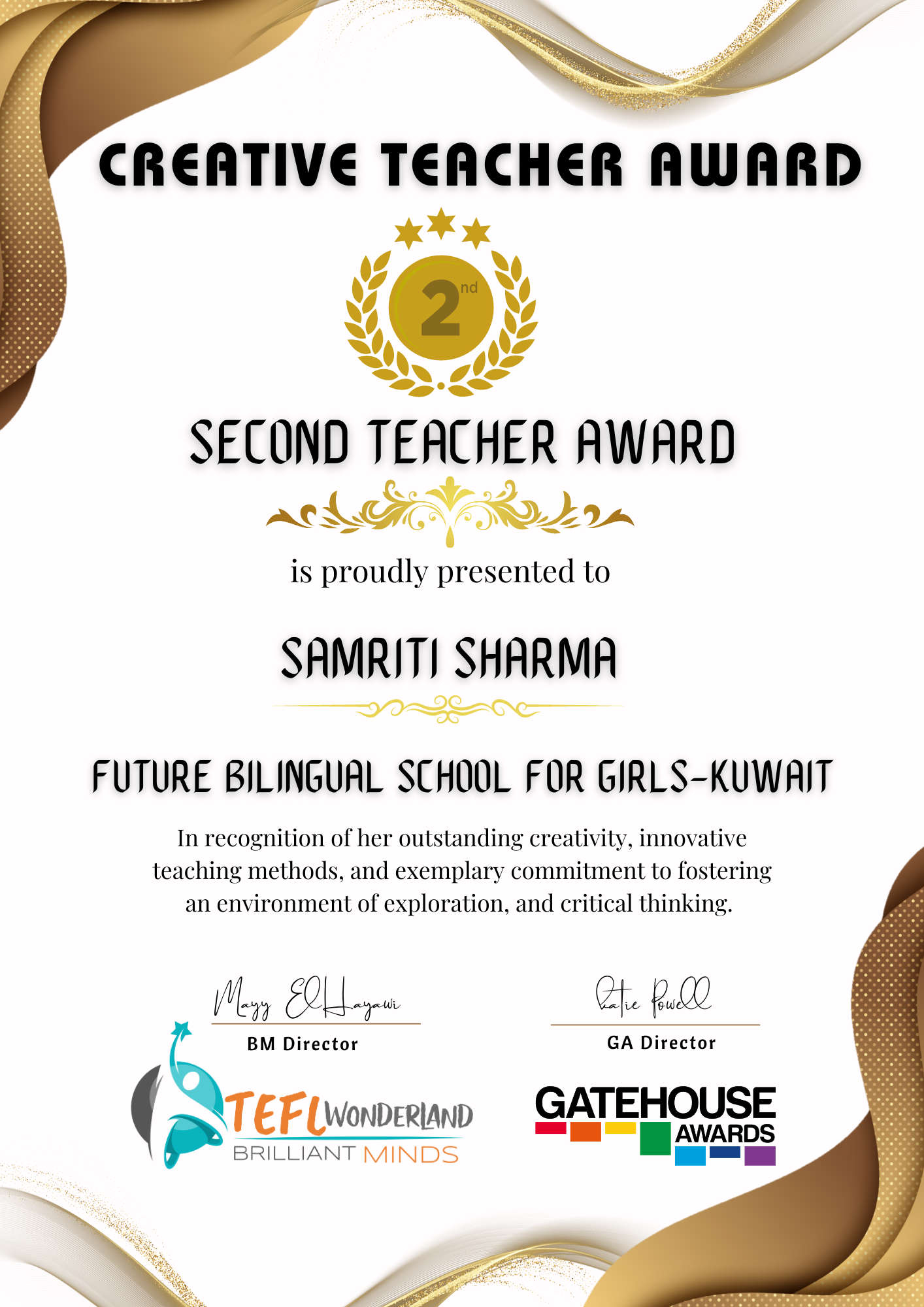 Creative Teacher Award winner