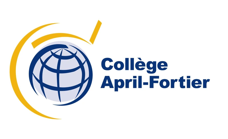 Collège April-Fortier logo with a blue globe and yellow curved arrow.