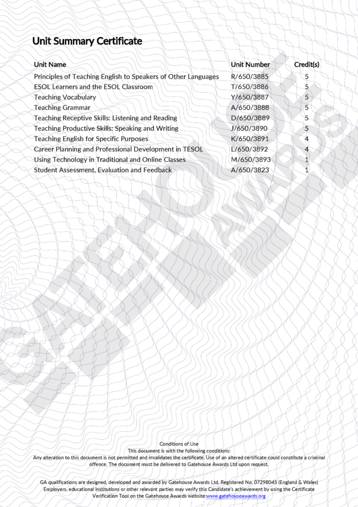 GA Level 5 TESOL Certificate Ofqual-Regulated