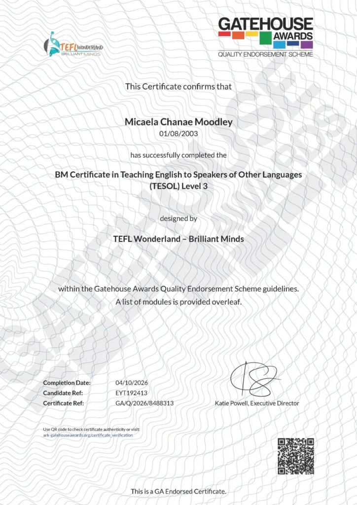 TESOL QES Level 3 Certificate